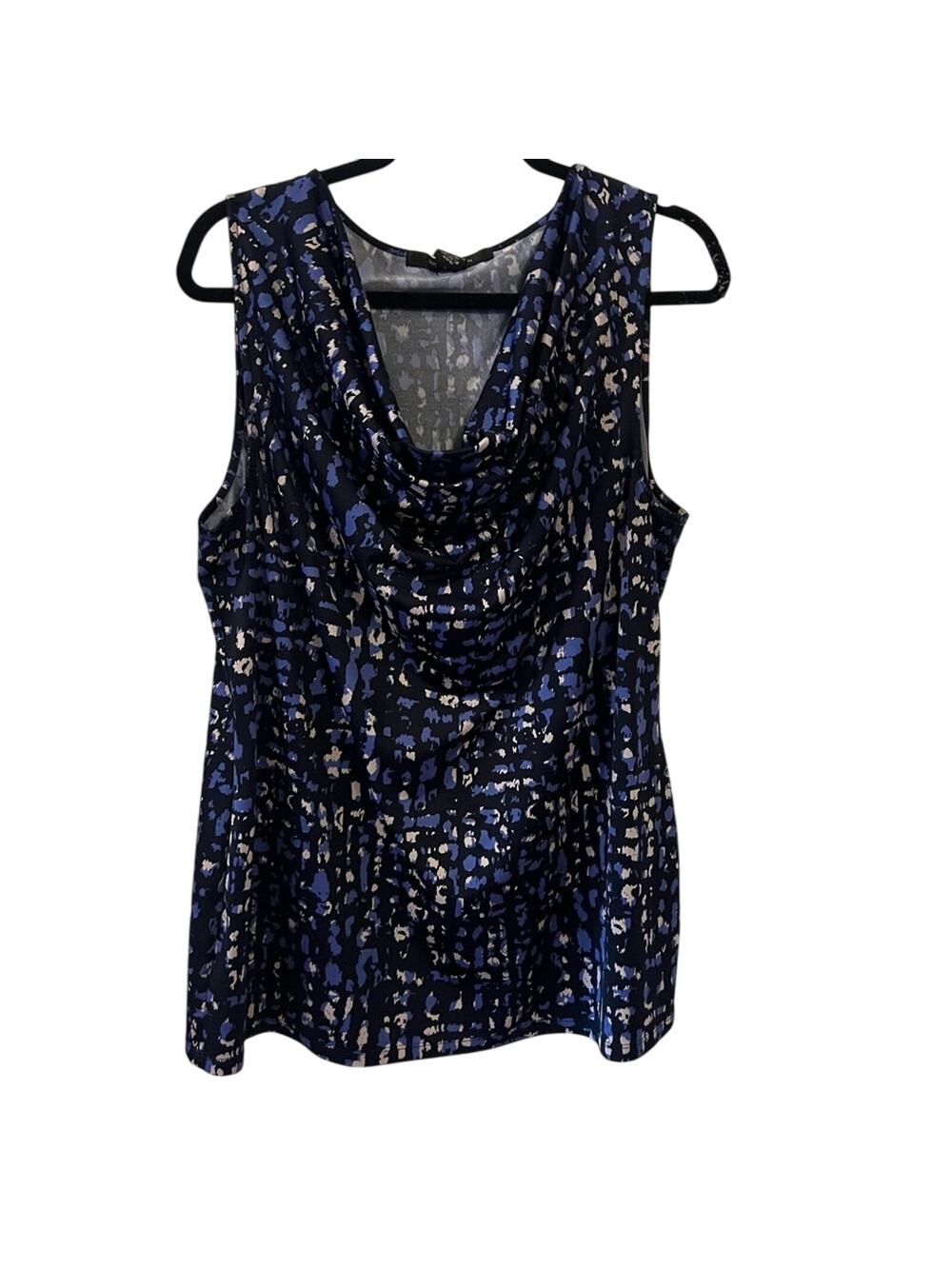 89th & Madison Sleeveless Tank Blouse XL blue, black, cream